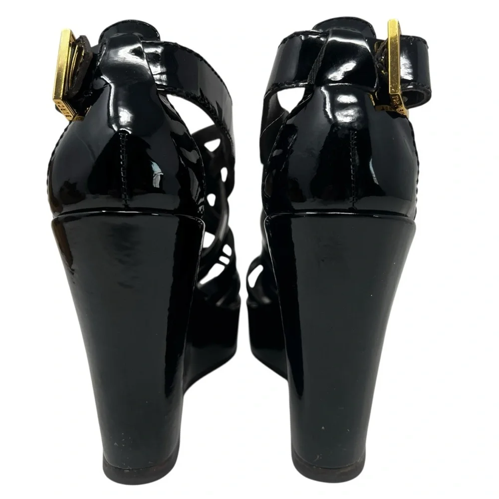 Tory Burch Black Patent Leather Wedges